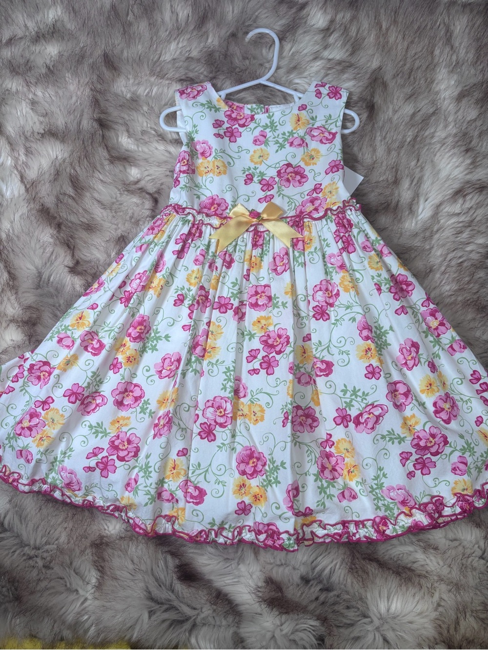 Maggie & Zoe White Floral Dress with Pink and Yellow Flowers